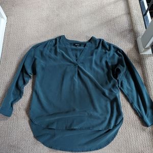 Madewell teal flowy v-neck long sleeve blouse